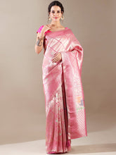 Charming Pink Silk Saree with Exquisite Weaving Unstitched Grace